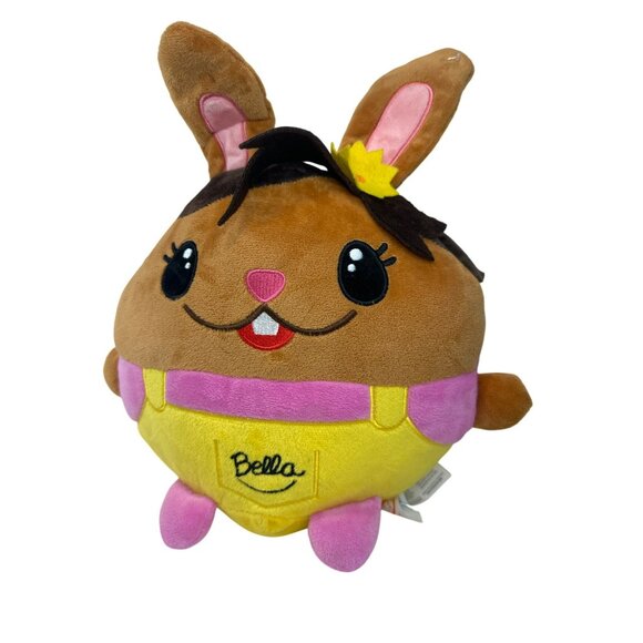 Fiesta Bella Plush Bunny Toy Yellow & Pink Overalls 10" Soft Stuffed Animal - Picture 1 of 6